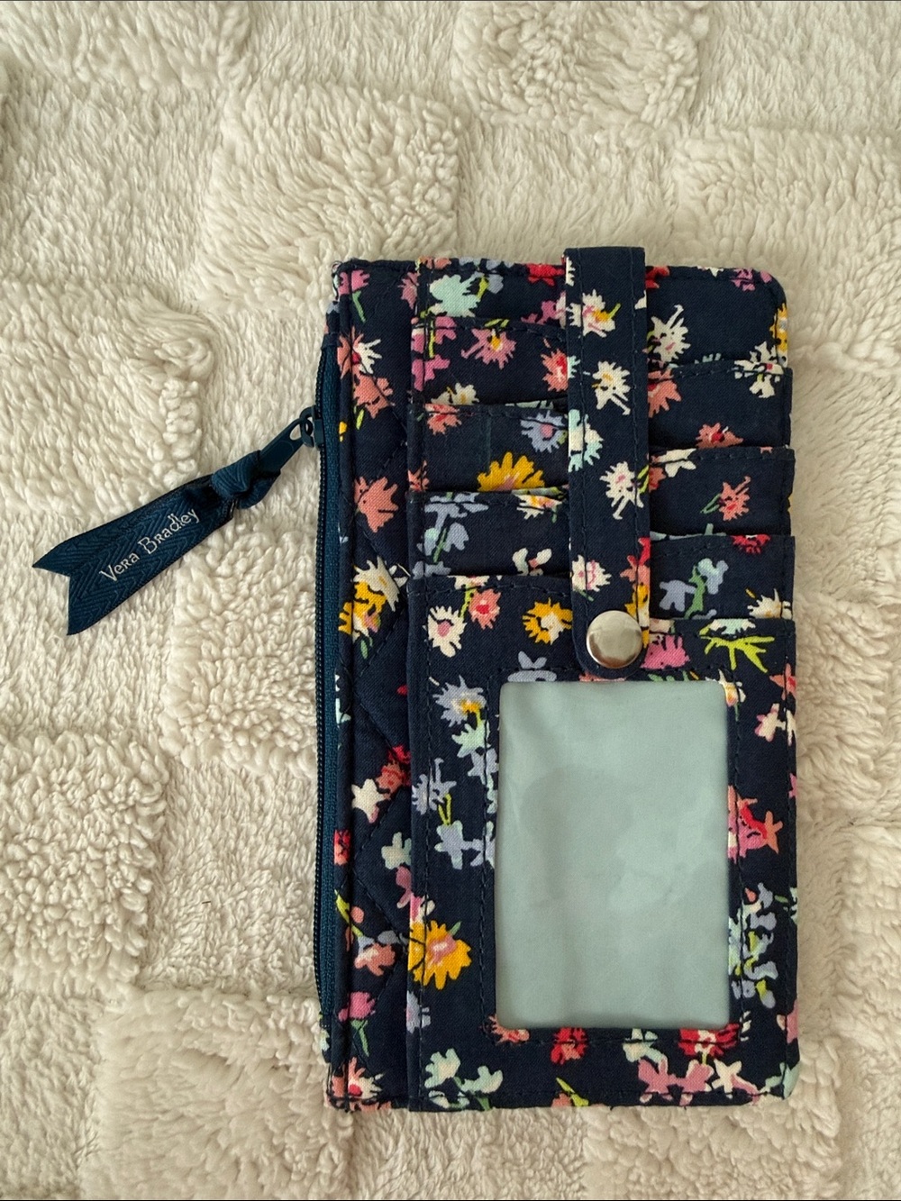 Vera Bradley Navy Floral Card Holder with ID Window